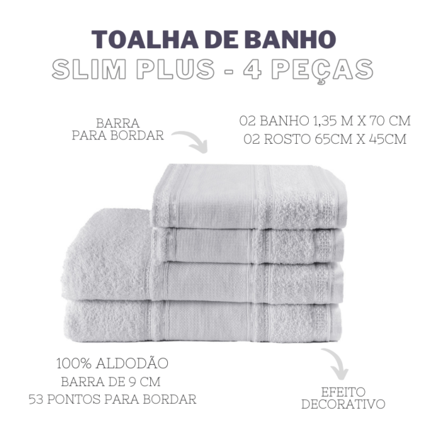 Jogo De Toalhas Banho Slim Plus 4 Peças