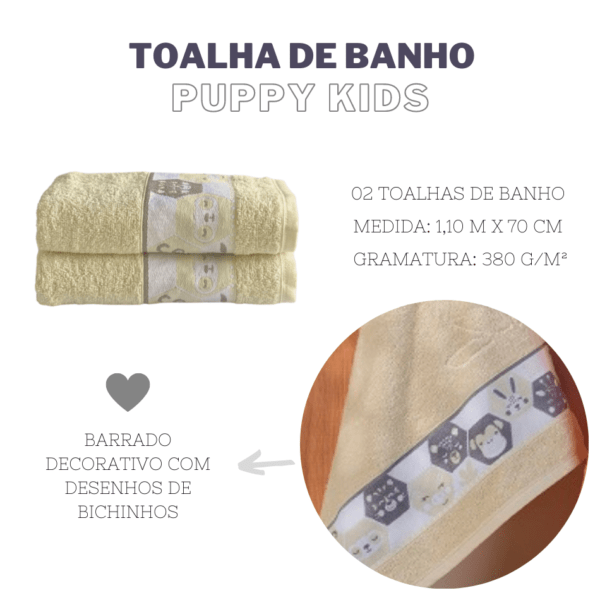 Kit 2 Toalhas de Banho Puppy Kids - Image 3