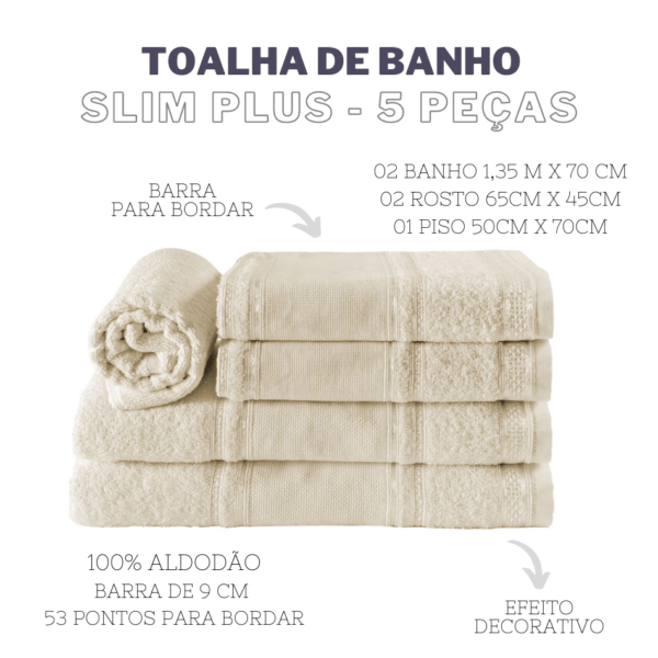 Jogo De Toalhas Banho Slim Plus 5 Peças - Image 2