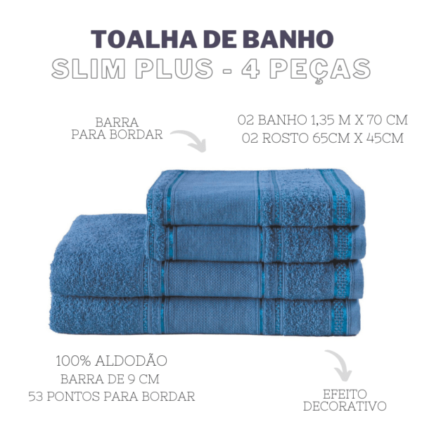 Jogo De Toalhas Banho Slim Plus 4 Peças - Image 3