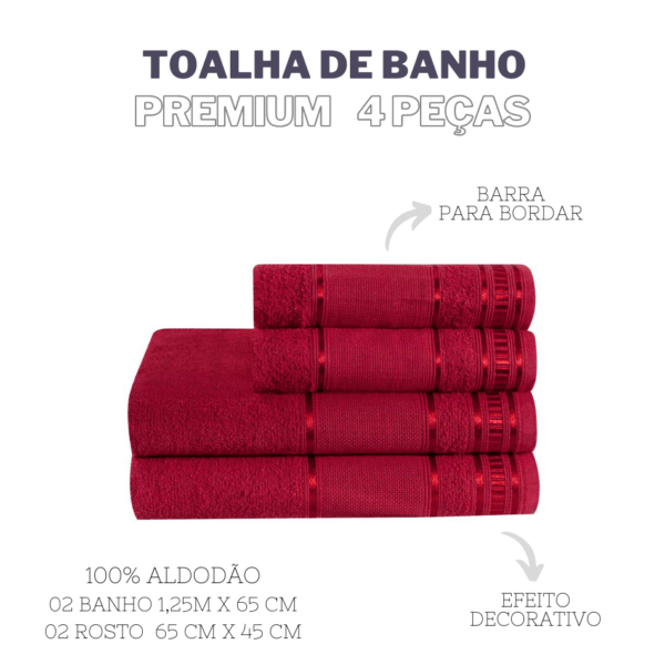 Jogo De Toalha De Banho 4 Peças Premium - Image 5