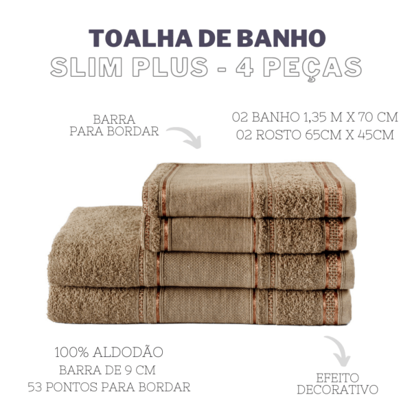 Jogo De Toalhas Banho Slim Plus 4 Peças - Image 4