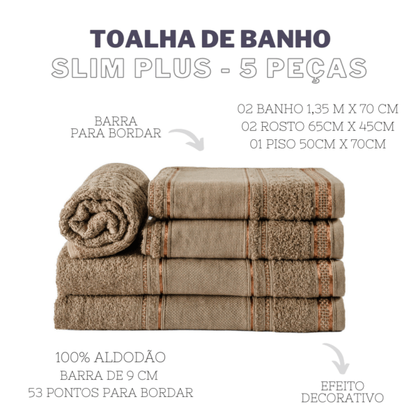 Jogo De Toalhas Banho Slim Plus 5 Peças - Image 4