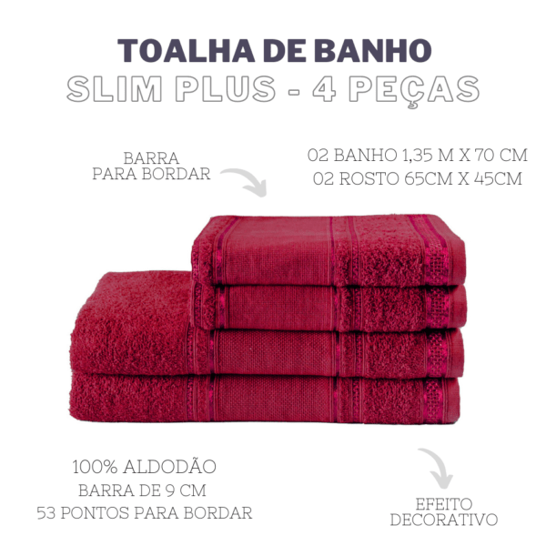 Jogo De Toalhas Banho Slim Plus 4 Peças - Image 5