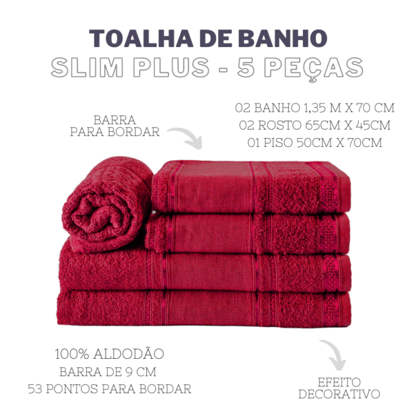 Jogo De Toalhas Banho Slim Plus 5 Peças - Image 5