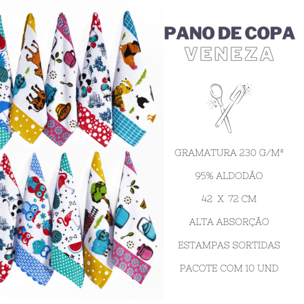 Kit Semaninha 10 Panos de Prato Copa Estampados - Image 2