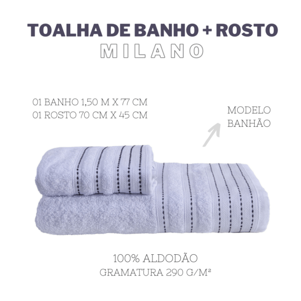 Jogo de Toalhas 01 Banho e 01 Rosto Milano - Image 3