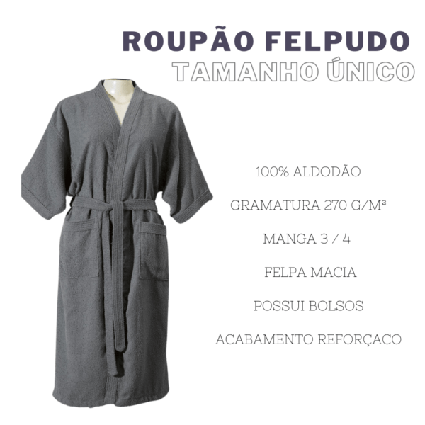 Roupão de Banho Felpudo 100% Algodao Hipoalergenico - Image 3