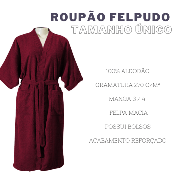 Roupão de Banho Felpudo 100% Algodao Hipoalergenico - Image 4
