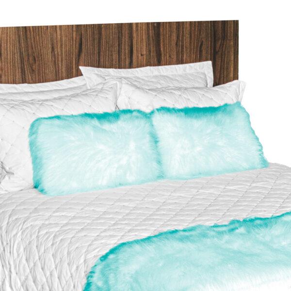 Peseira para Cama e Almofada com Refil Pelúcia Pelo Alto Tiffany
